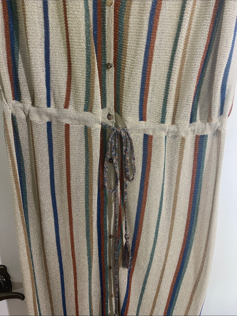 Zara Striped Italian Knit Button-Front Kaftan Dress. Limited Edition. Size M - Picture 7 of 10